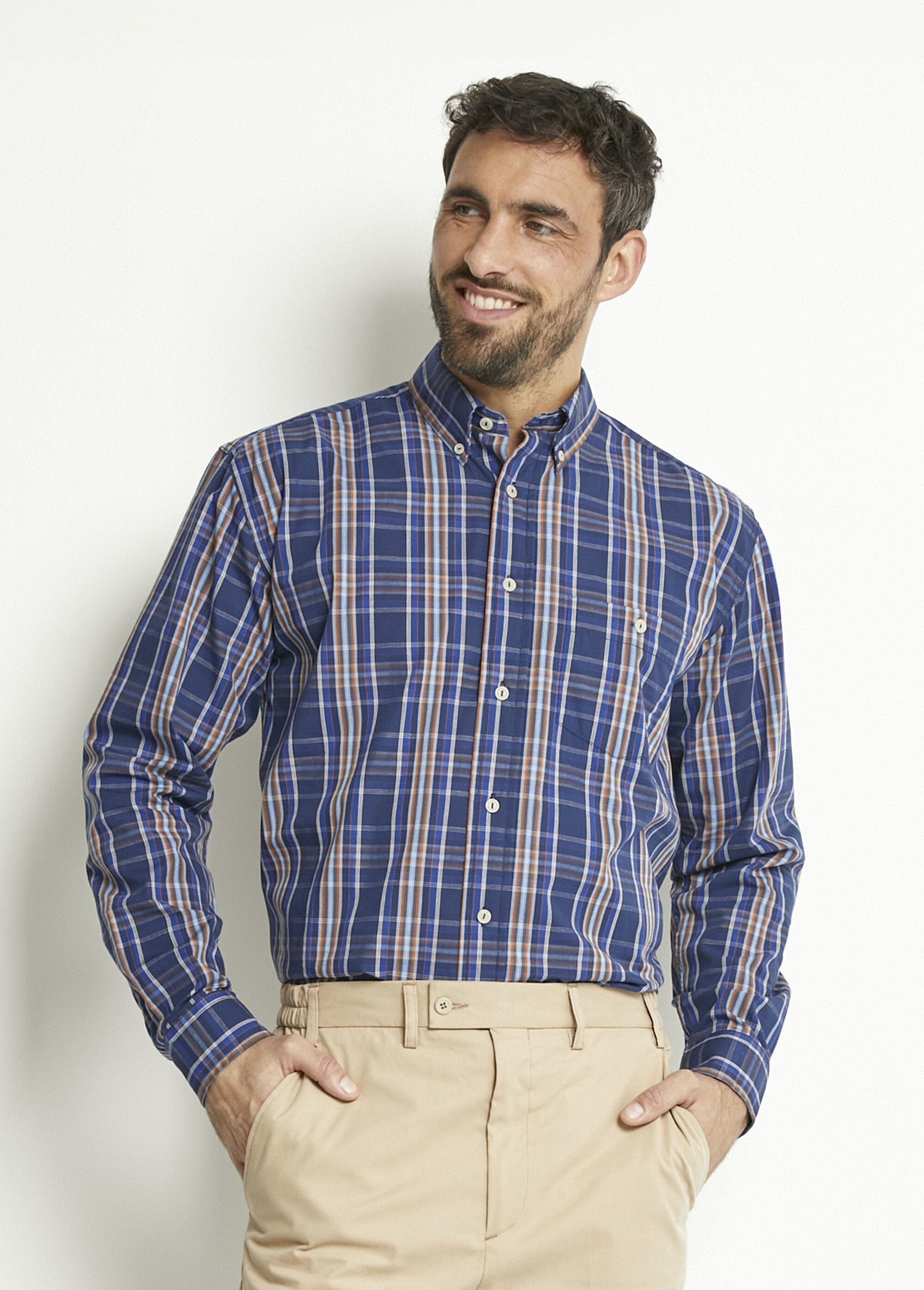 Long-sleeved_plain_or_checked_cotton_shirt_Blue_tiles_DE2_slim
