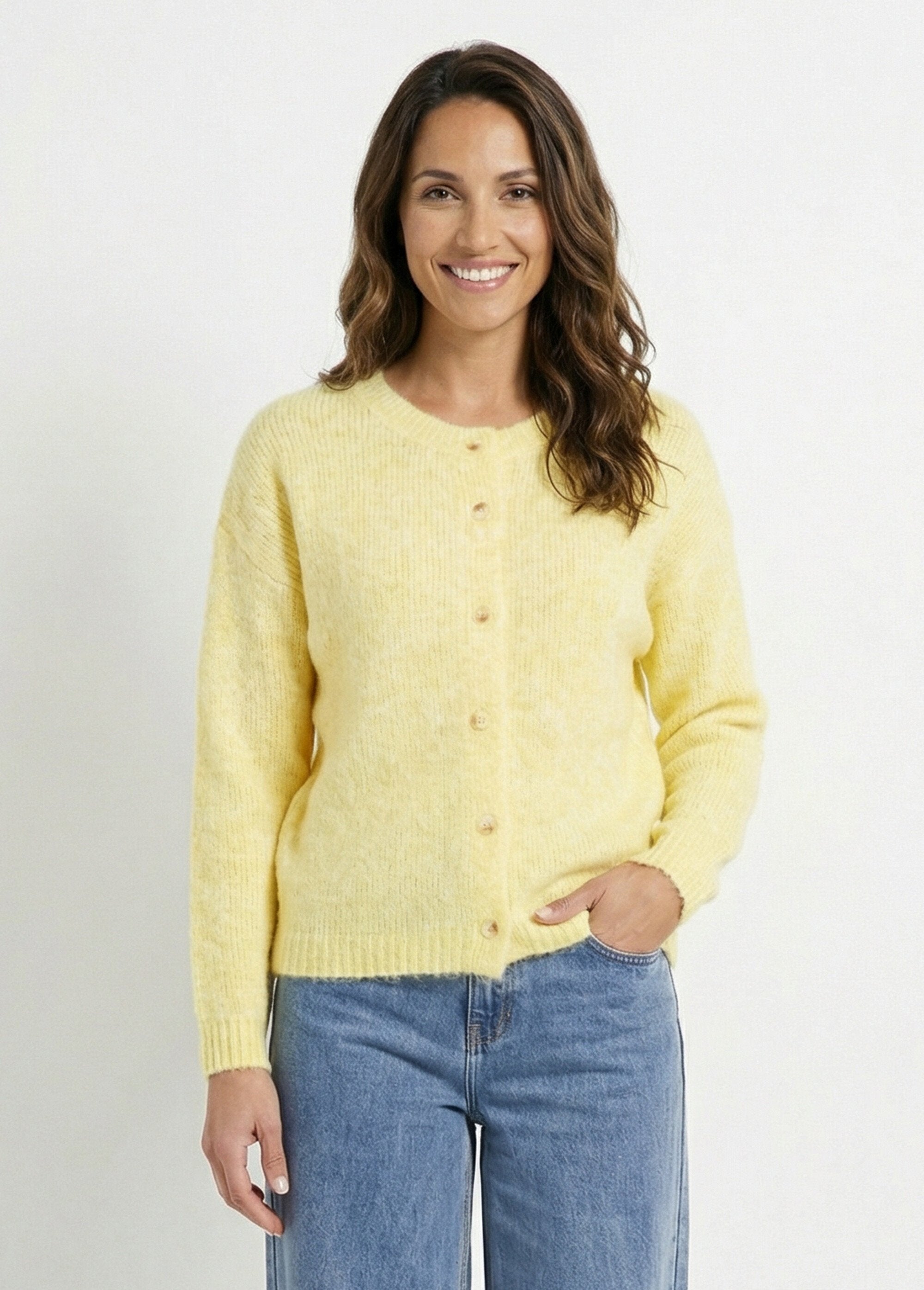 Round_neck_knitted_cardigan_with_wool_YELLOW_FA1_slim