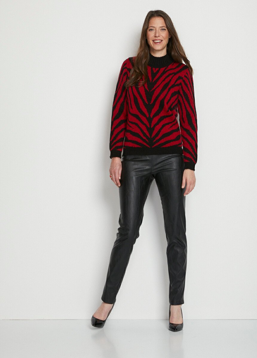 Zebra_jacquard_high_neck_sweater_Red_and_black_SF1_slim