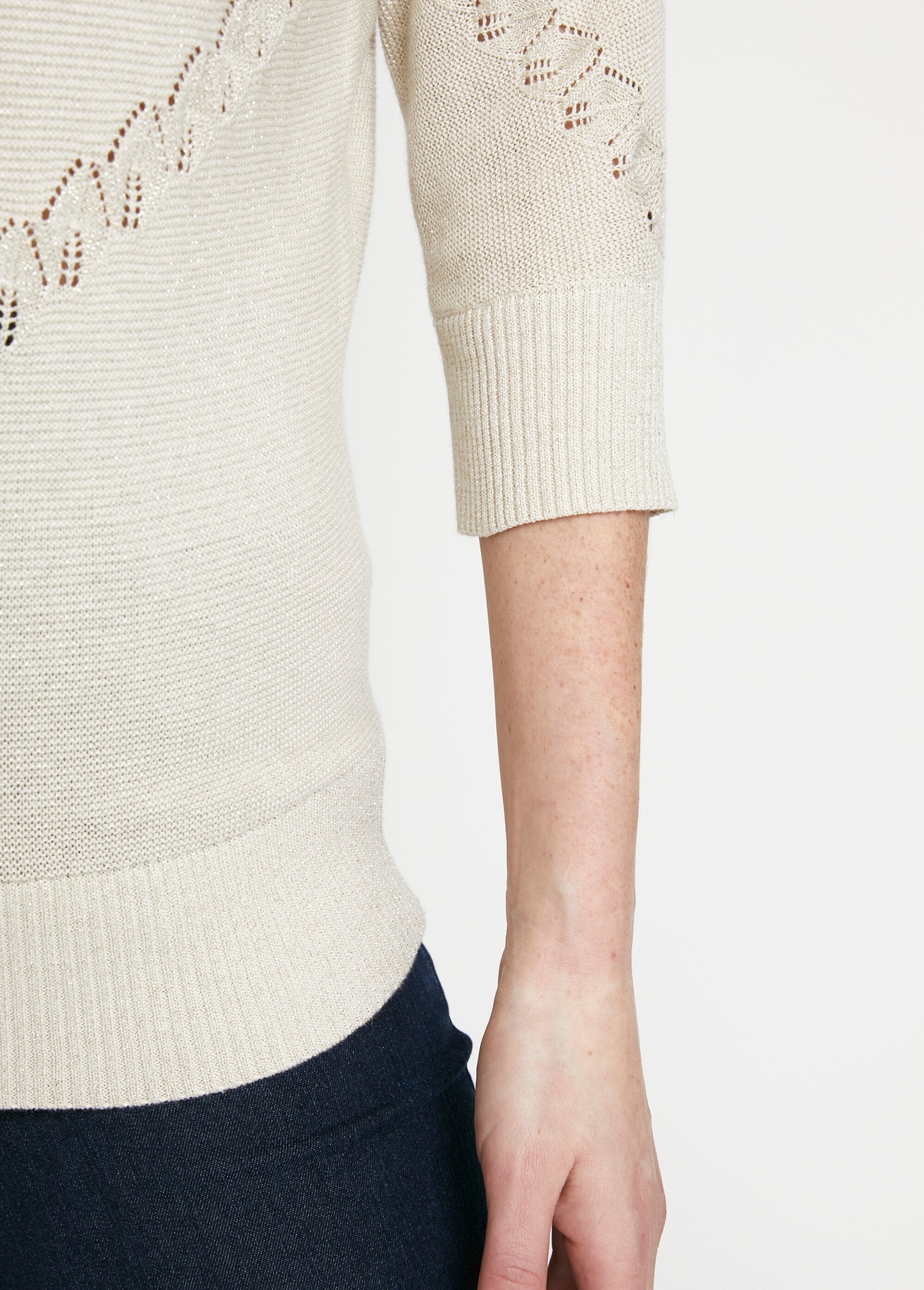 Pull_maille_brillante_fantaisie_ajourée_Beige_DE2_slim
