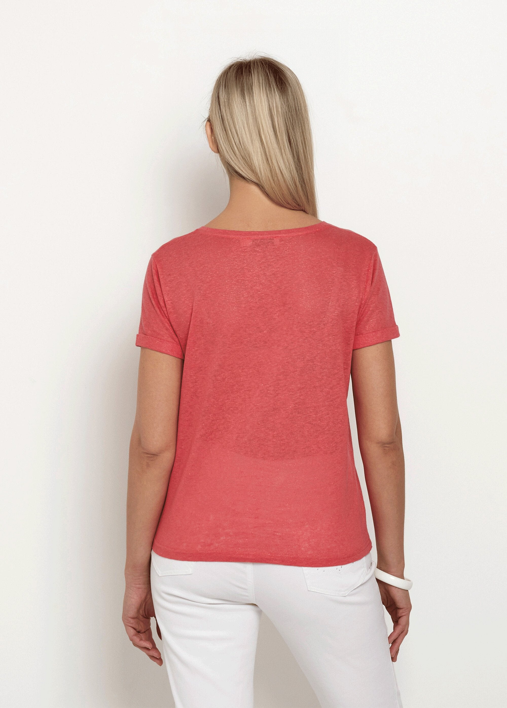 Metallic_mesh_t-shirt,_cotton_linen_Coral_DO1_slim