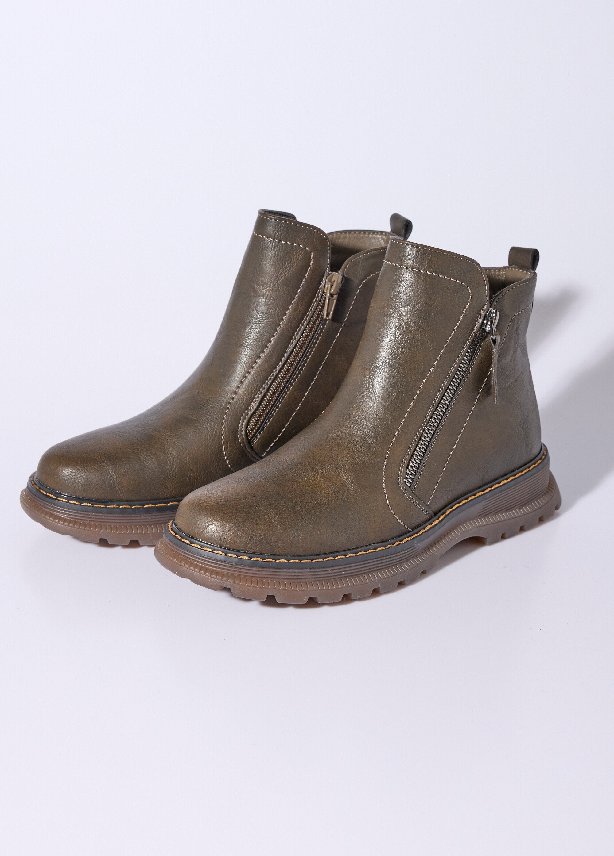 Boots_zippées,_coutures_contrastantes_Kaki_DE1_slim