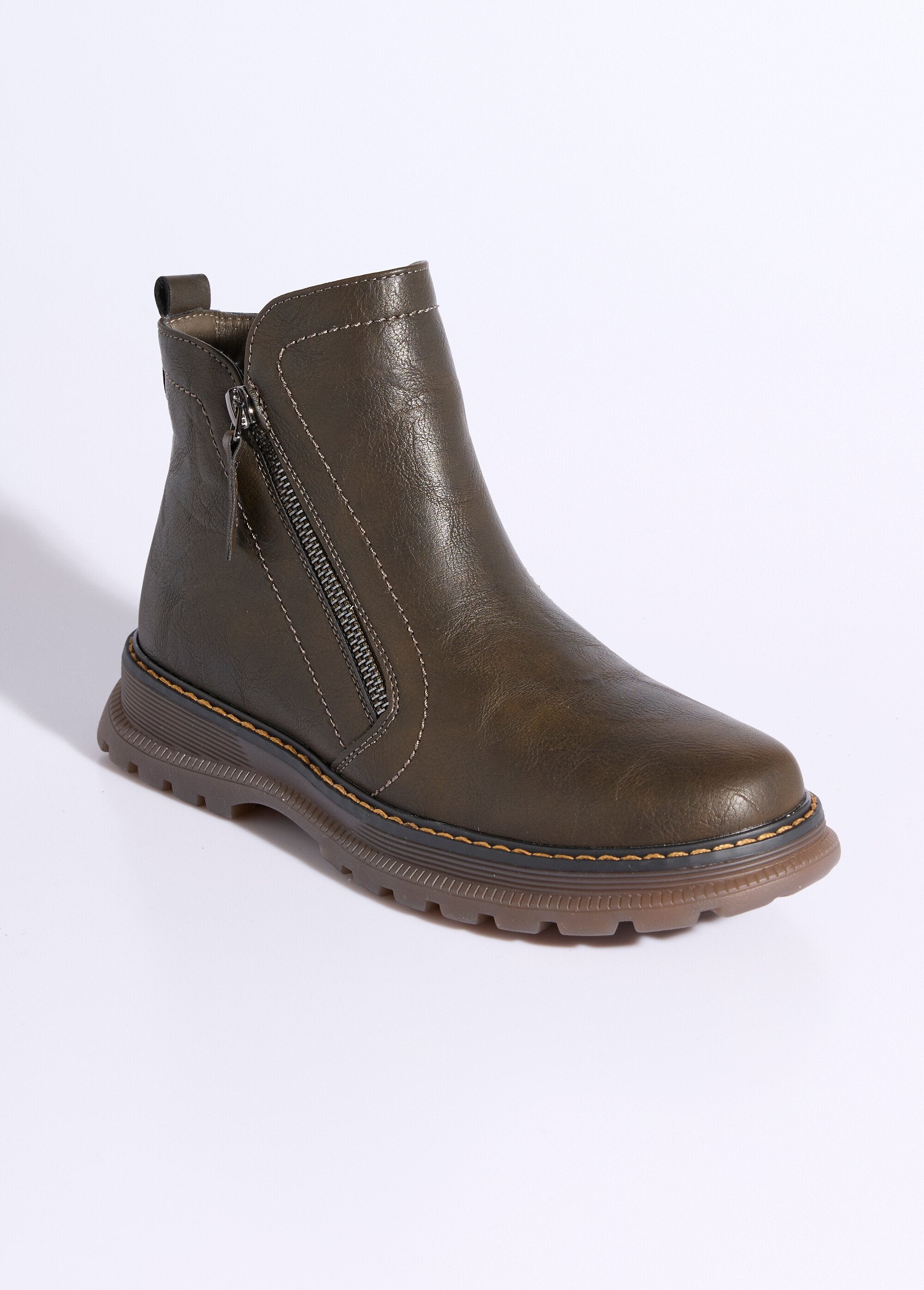Boots_zippées,_coutures_contrastantes_Kaki_FA1_slim