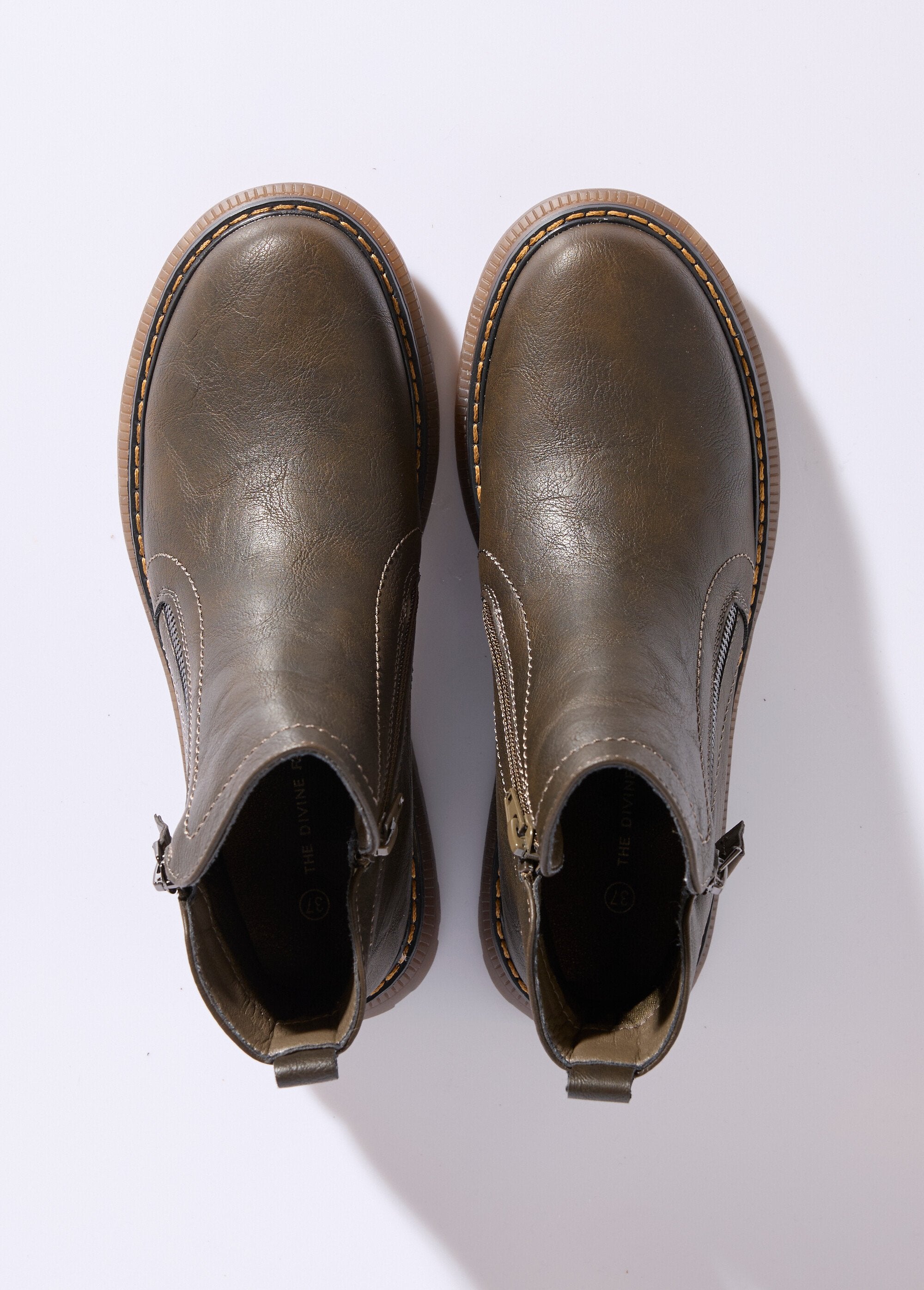 Boots_zippées,_coutures_contrastantes_Kaki_OV1_slim