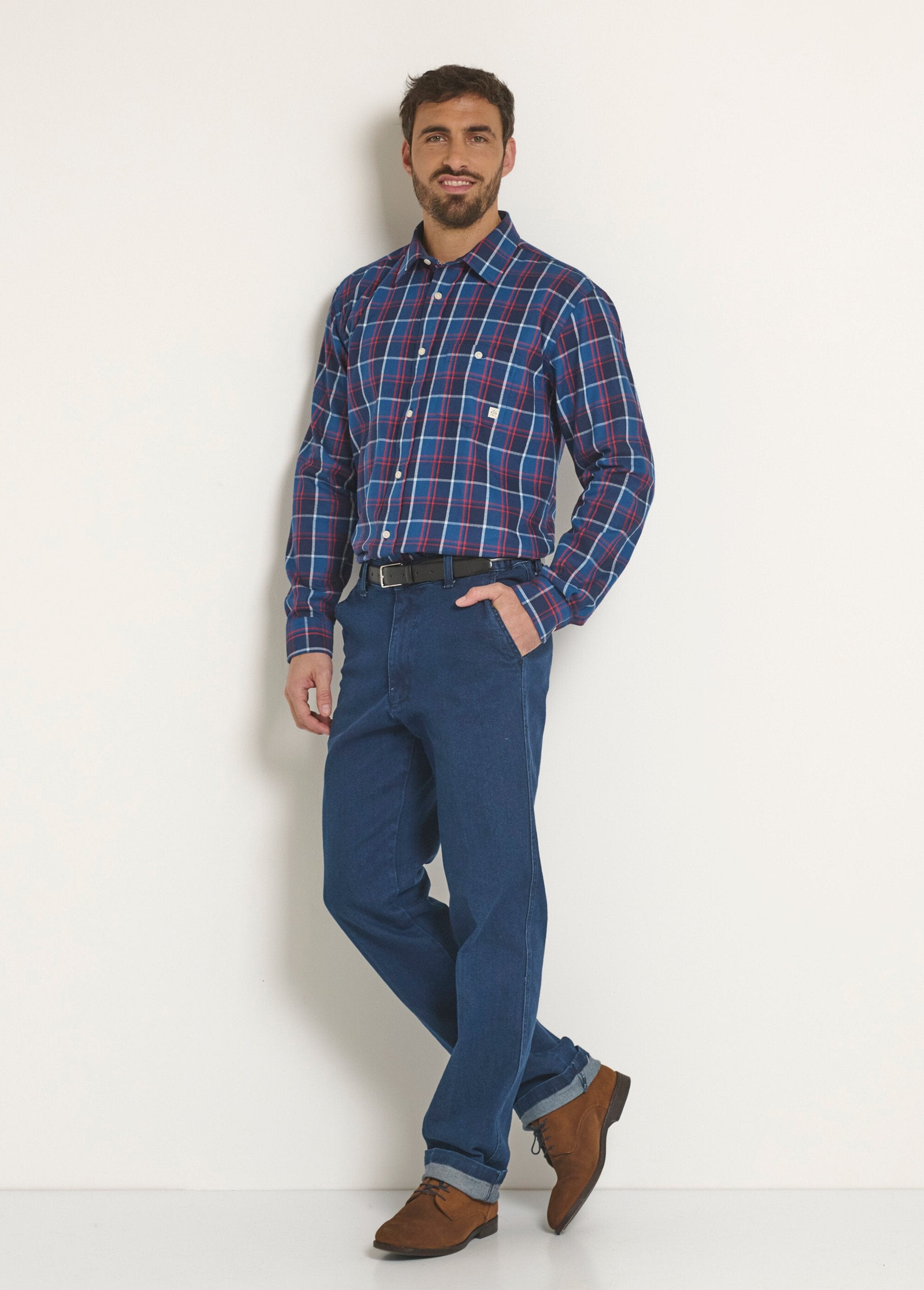 Warm_flannel_shirt_with_large_checks_Blue_tiles_SF1_slim