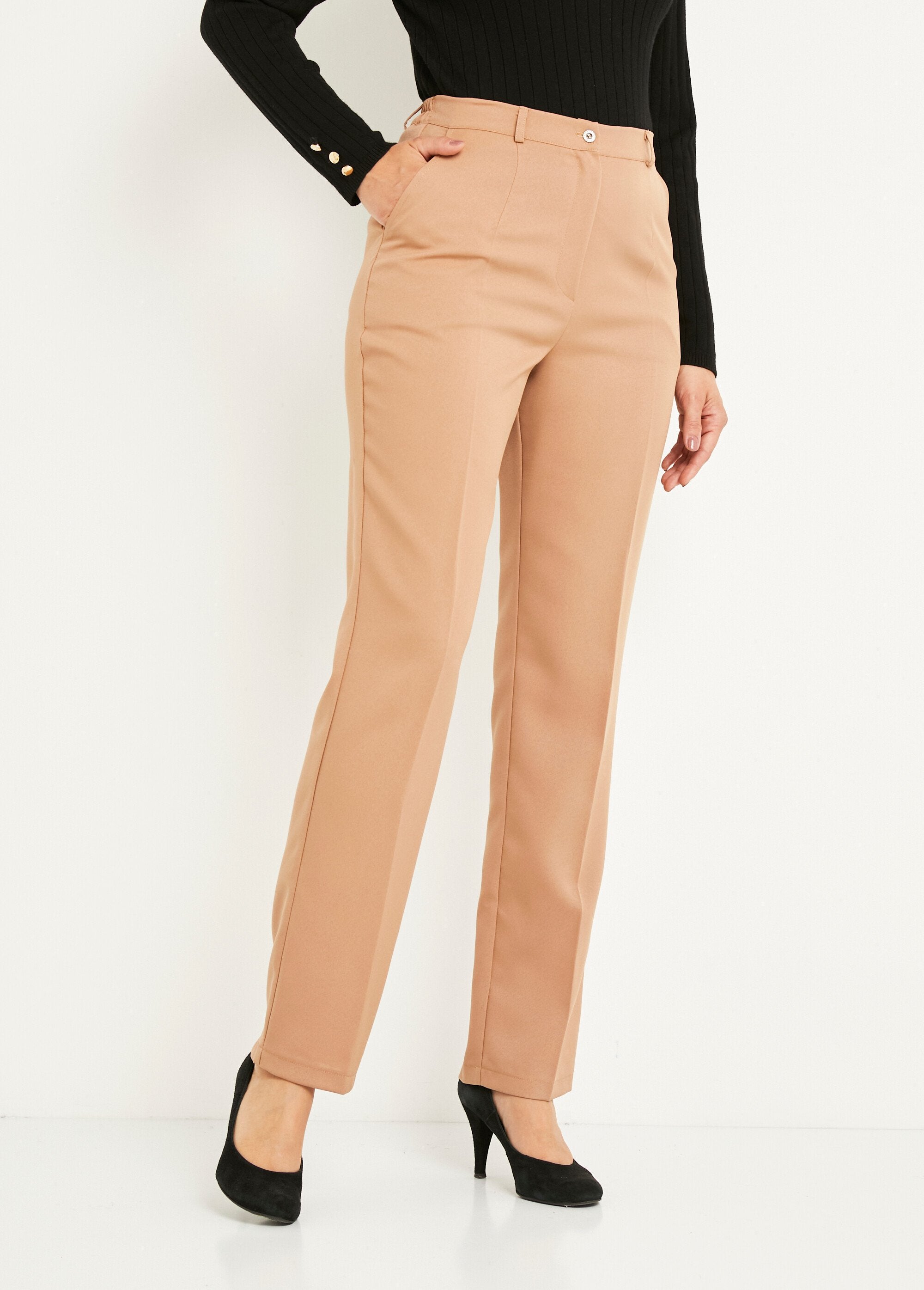 Plain_straight-leg_pants_with_semi-elasticated_waistband_Beige_FA1_slim