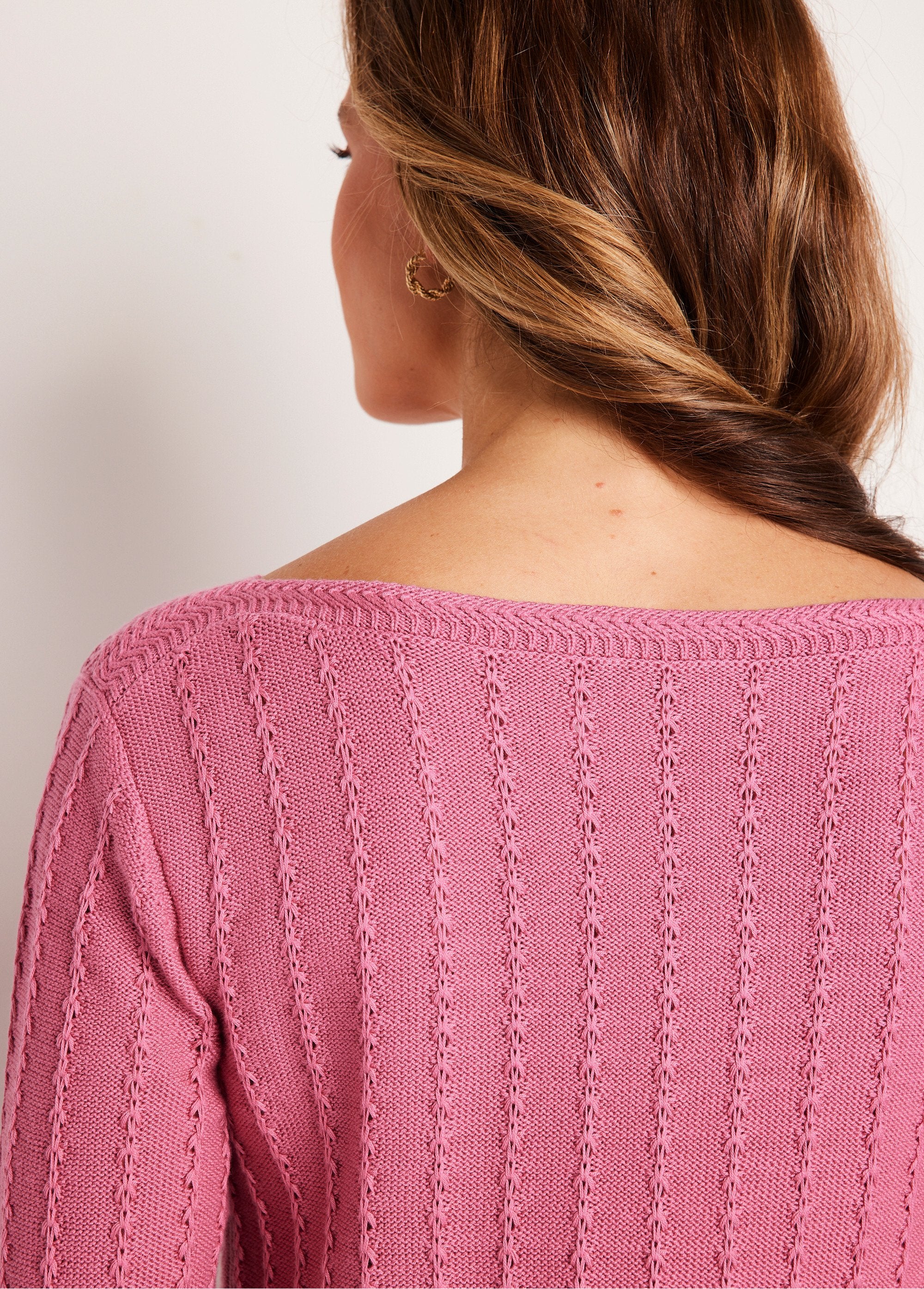 Boat_neck_sweater_with_3/4_sleeves_Pink_DE2_slim