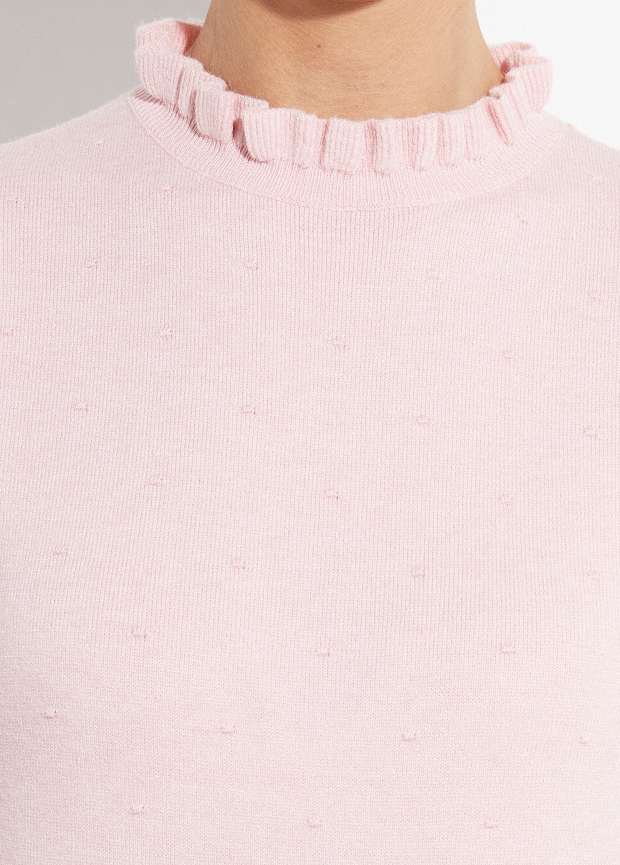 High-neck_pleated_sweater_with_dotted_Swiss_knit_Pink_DE2_slim