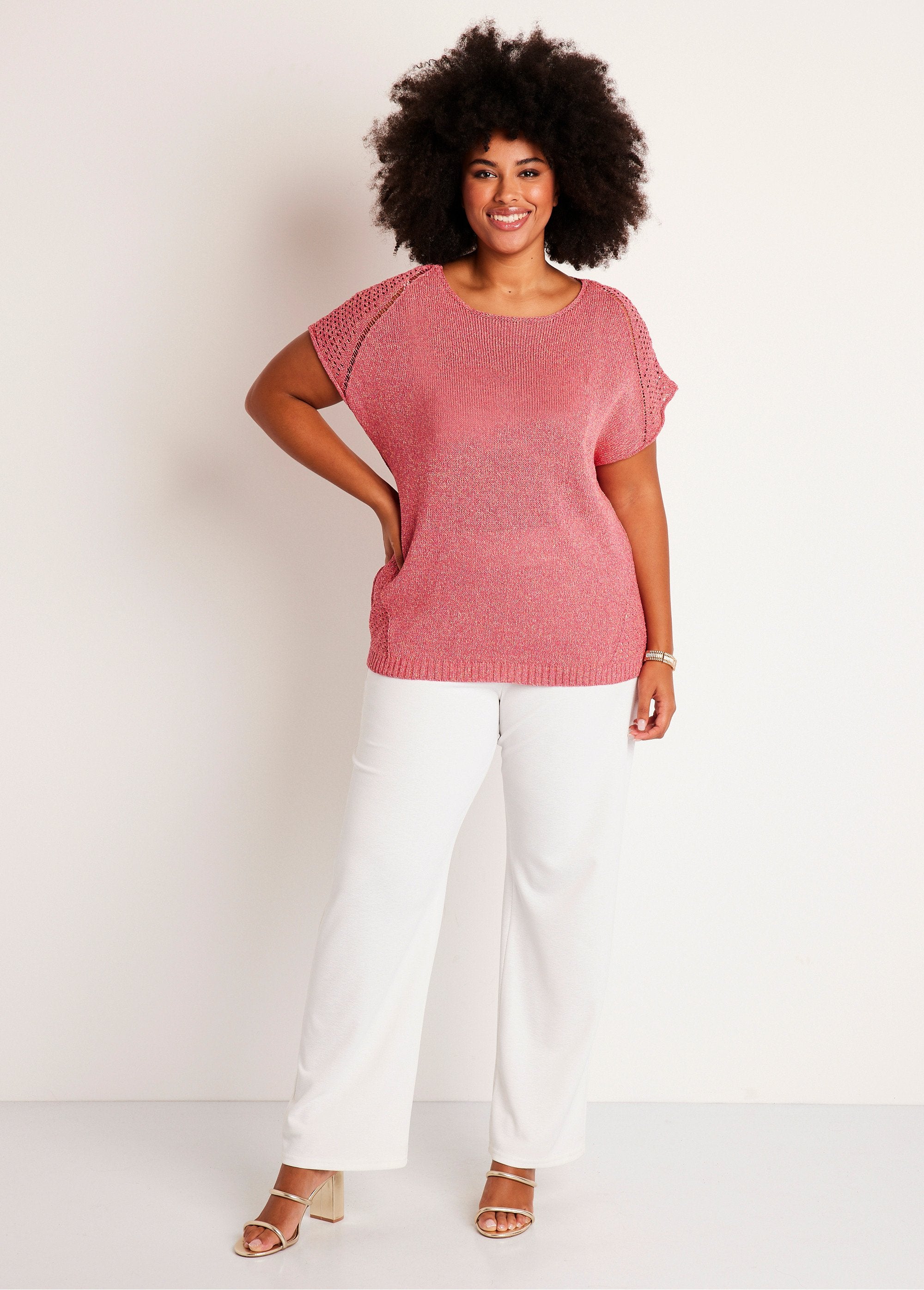 Fine_openwork_short-sleeved_sweater_Fuchsia_SF1_curvy