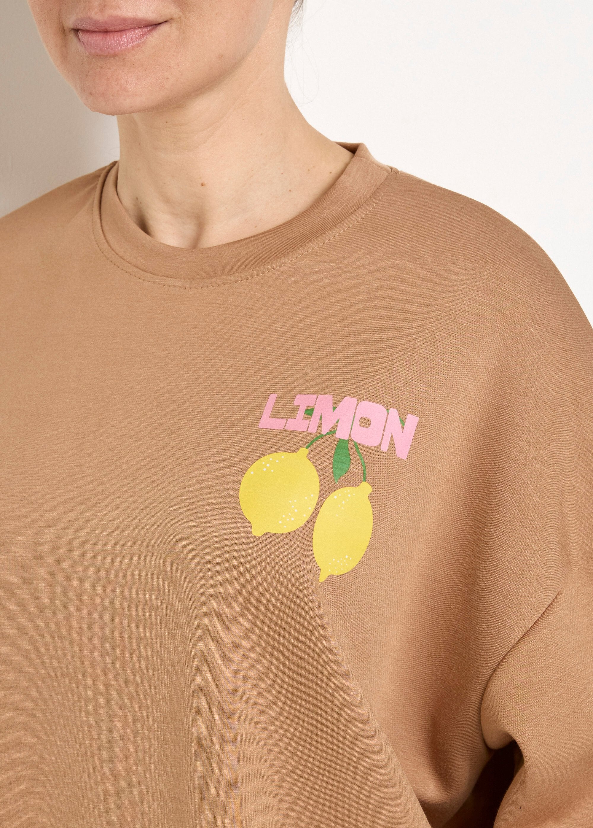 Round_neck_sweatshirt_with_orange_pattern_in_soft_knit_camel_DE1_slim