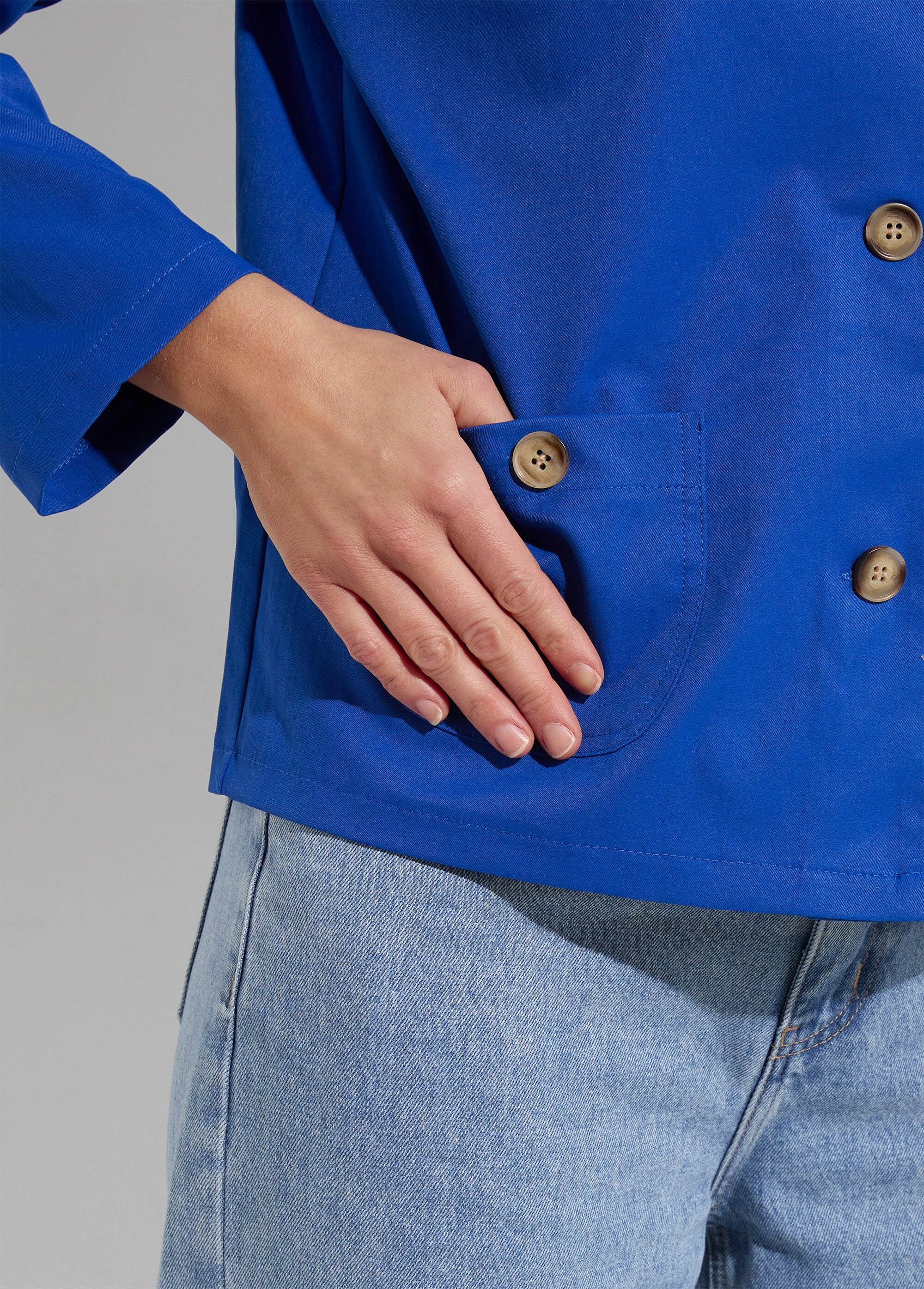 Veste_boite_en_coton,_avec_col_claudine_Bleu_dur_DE1_slim